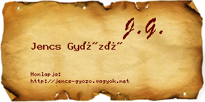 Jencs Győző névjegykártya